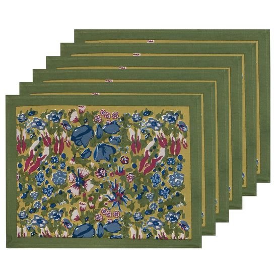 S/6 Blue + Vert Jardin Placemats