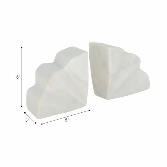 S/2 White Marble Semi Circle Bookends