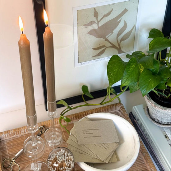 Taupe Kiri Dripless Taper Candle