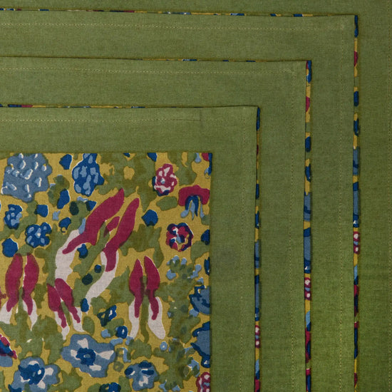S/6 Blue + Vert Jardin Napkins
