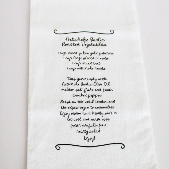 Artichoke Garlic Recipe Tea Towel