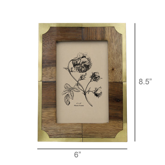 4x6 Teak & Brass Picture Frame