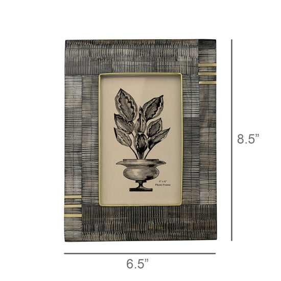 4x6 Acacia, Horn & Brass Frame