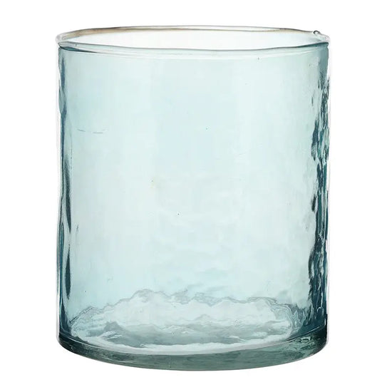 Small Blue Hammered Glass Candle Holder