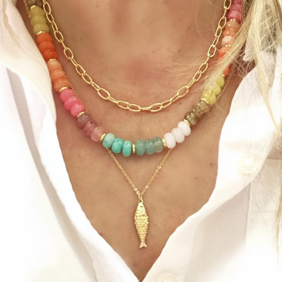 Alma Gold Fish Pendant Necklace
