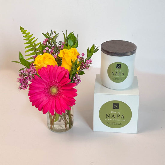 Flower Gift Box + Signature Napa Candle