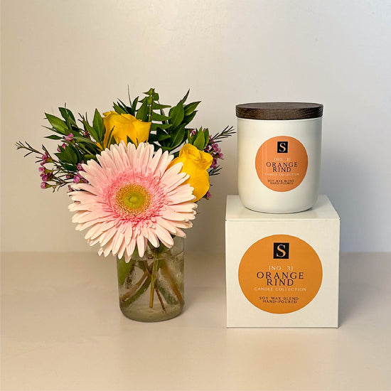 Flower Gift Box + Signature Orange Rind Candle