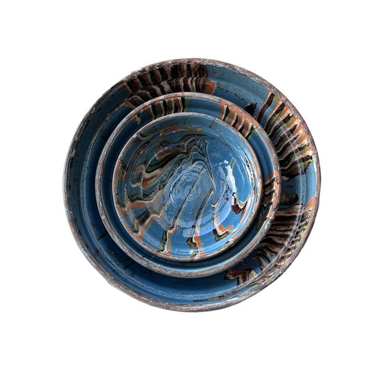 Marbleized Blue Cottage Crafted Bowl
