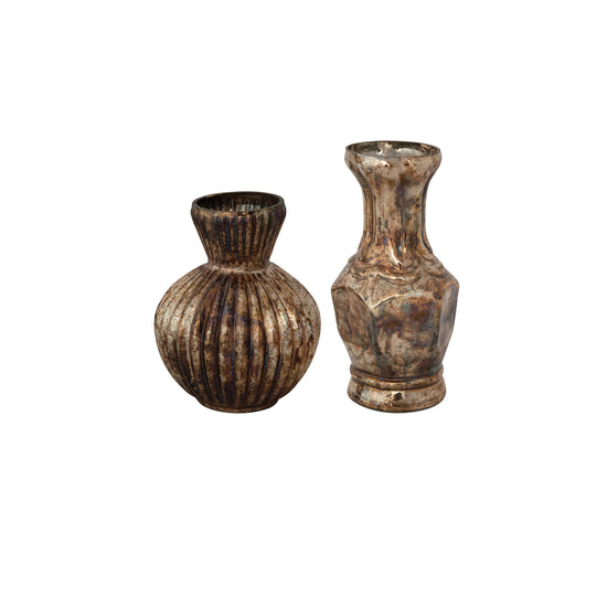 Oxidized Silver Glass Vase