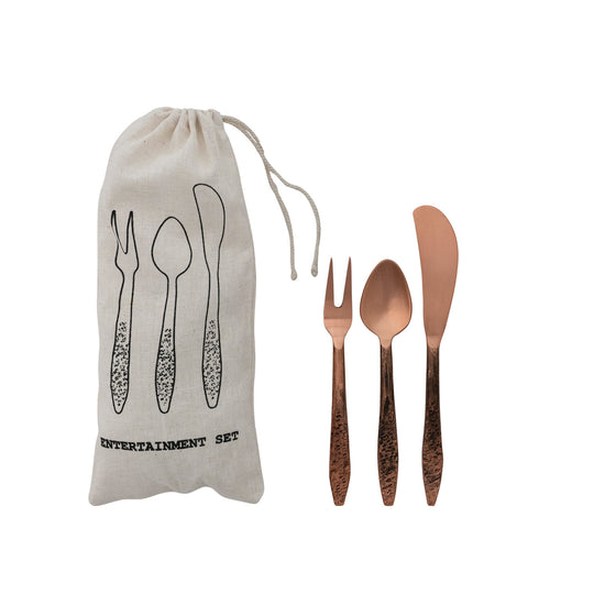 Copper Hammered Appetizer Utensils