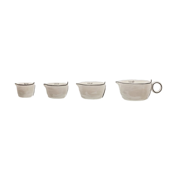 S/4 White Stoneware Measuring Cups