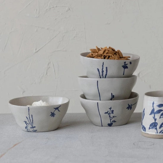 *REGISTRY ITEM: Blue Botanical Hand-Stamped Bowl*