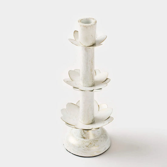Large White Lily Tapered Candleholders