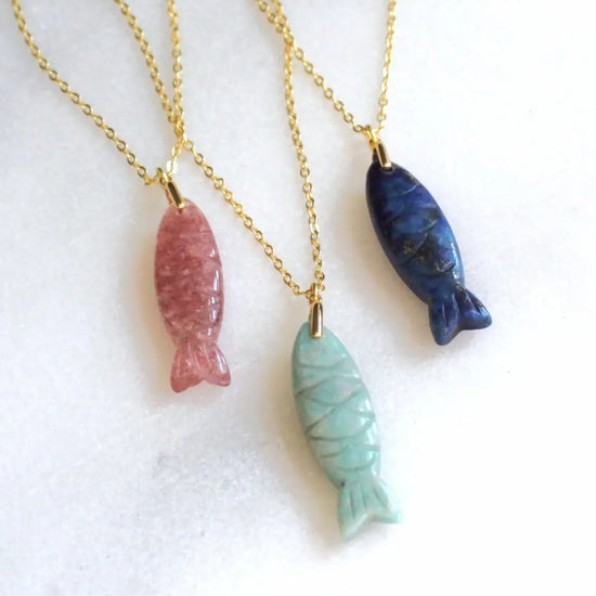 Lapis Gemstone Fish Necklace