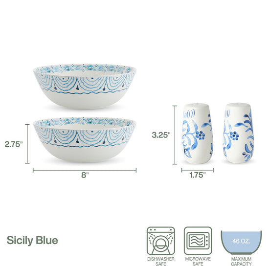 Blue Sicily Salt & Pepper Shakers
