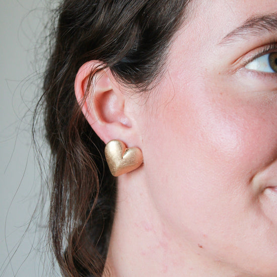 Vintage Puffy Heart Studs