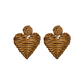 Brown Rattan Heart Earrings