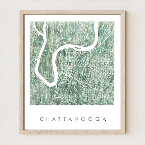 Grass Chattanooga Painted Map Art Print (16x20)