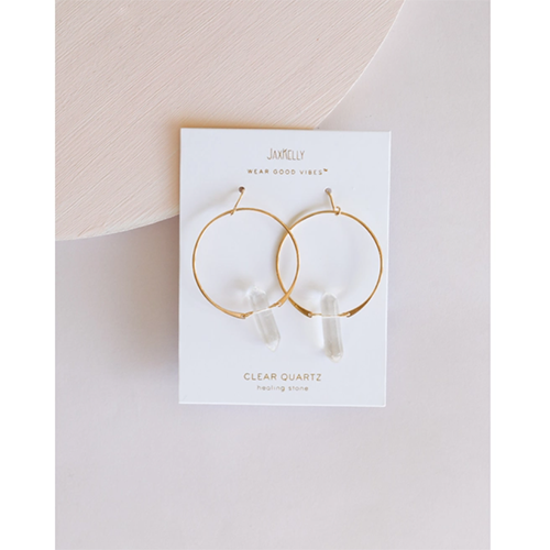 Clear Quartz Hoops