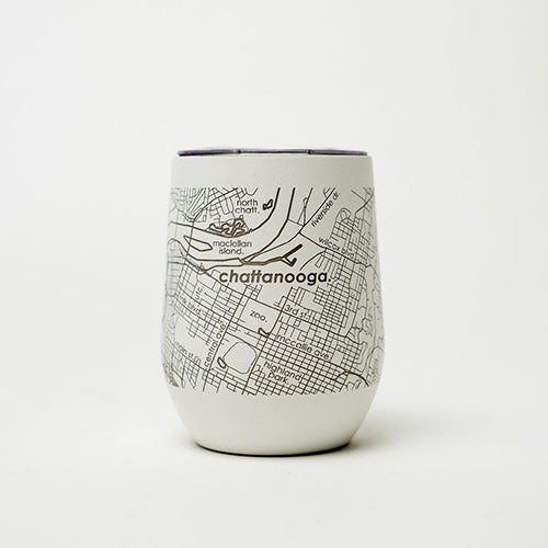 White Chattanooga Map Wine Tumbler