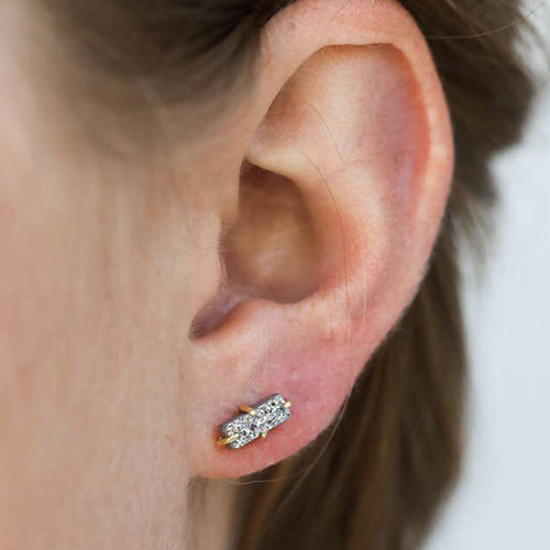 Druzy Silver Bar Studs