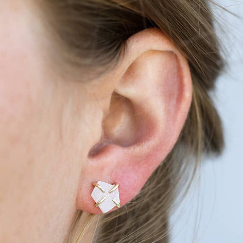 Druzy White Prong Studs