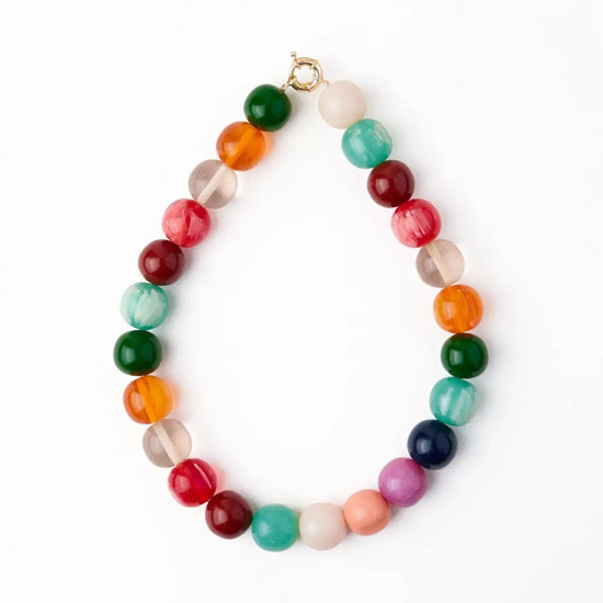 Multi Color Iris Large Resin Bead Necklace
