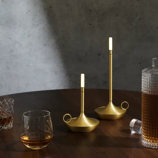 Small Brass Portable Rechargeable Candle Lamp