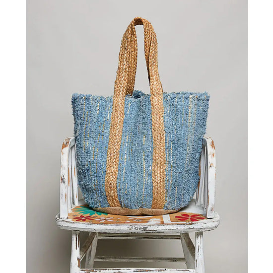 Blue Handwoven Textured Tote Bag
