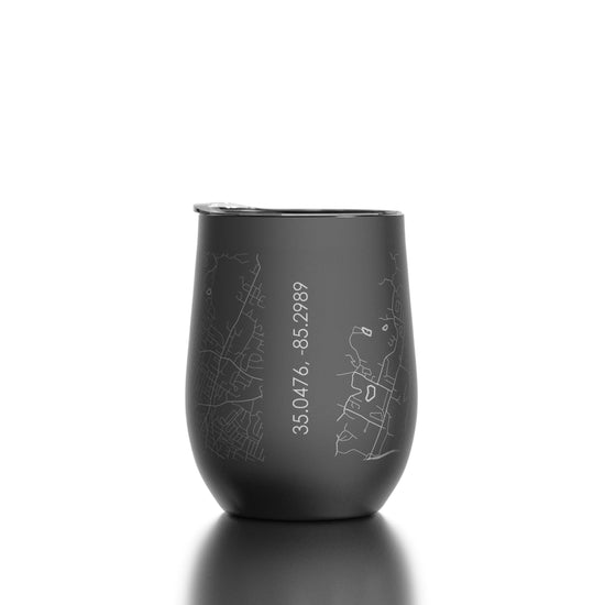 Black Chattanooga Map Wine Tumbler