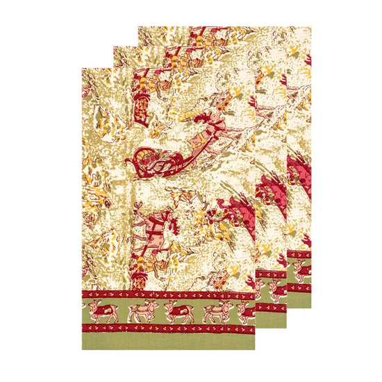 Renne Reindeer Red + Green Tea Towel