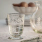 Short Hand Etched Blown Footed Wine Glass