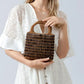 Coffee Bead Woven Handbag