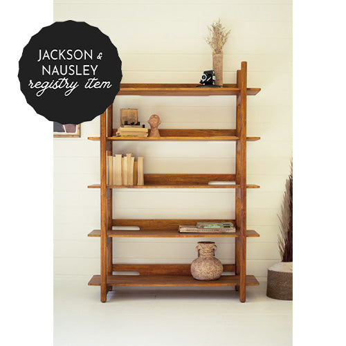 *REGISTRY ITEM: Mango Wood Book Shelf with Teak Finish*