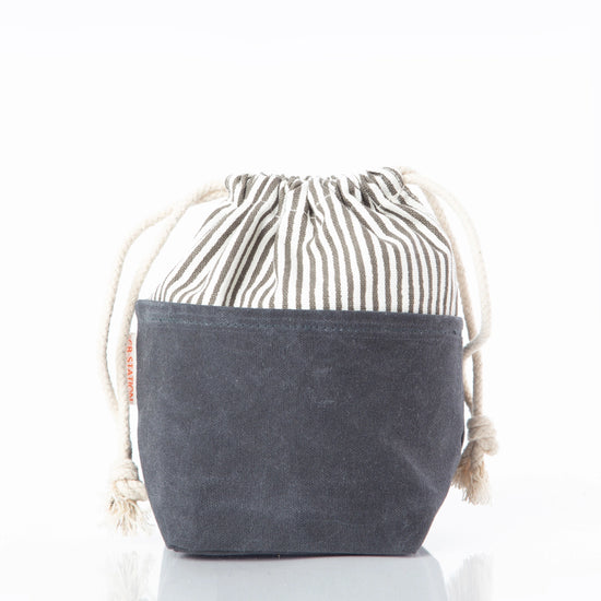 Small Slate Waxed Canvas Bin