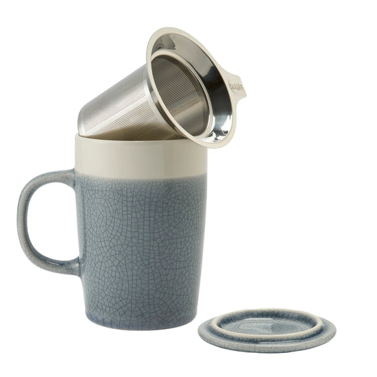 Slate Blue Crackle Tea Infuser Mug