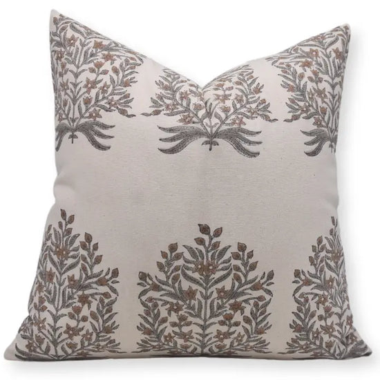 Warm Grey Block Print Pillow