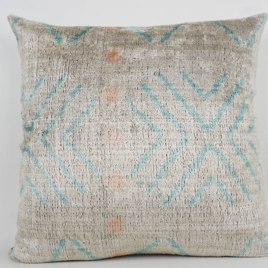 Multicolor Diamond Handmade Ikat Silk + Velvet Pillow