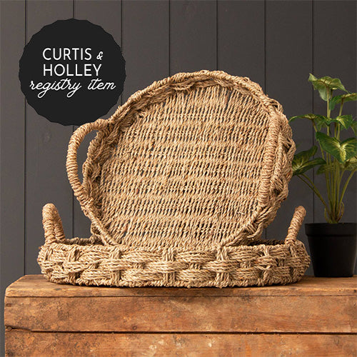 *REGISTRY ITEM: Small Handmade Circle Braided Seagrass Tray*