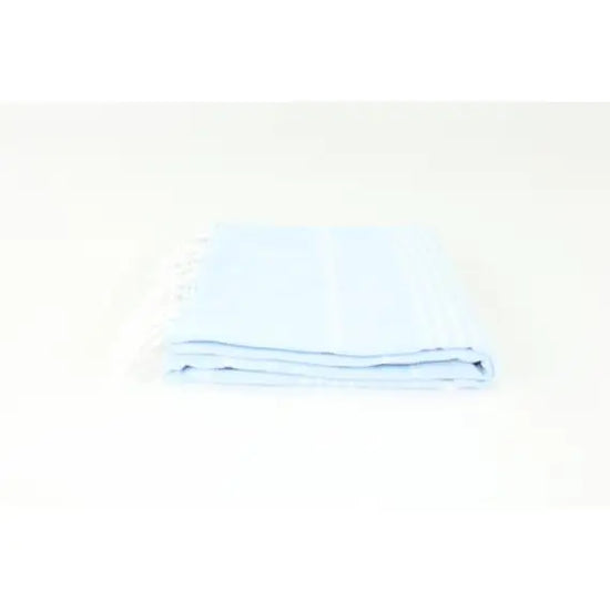 Light Blue Turkish Classic Striped Peshtemal Towel