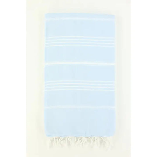 Light Blue Turkish Classic Striped Peshtemal Towel