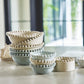 Small Coastal Blue Ceramic Beaded Bowl