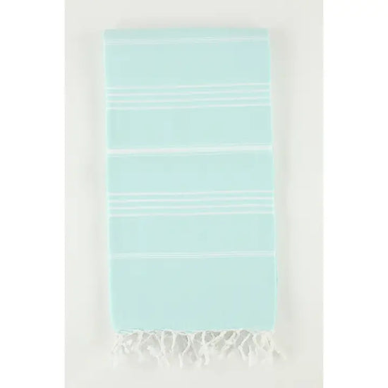Light Turquoise Turkish Classic Striped Peshtemal Towel
