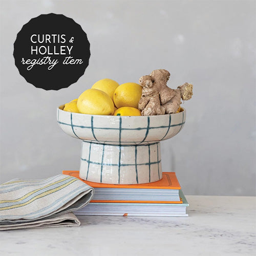 *REGISTRY ITEM: Blue Grid Pedestal Bowl*