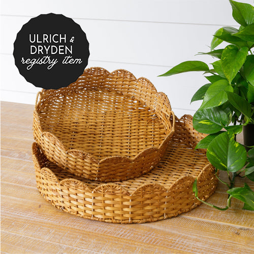 *REGISTRY ITEM: Large Round Chipwood Trays w/Scalloped Edges*