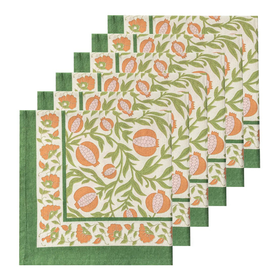 S/6 Grenadine Orange+Green Napkins