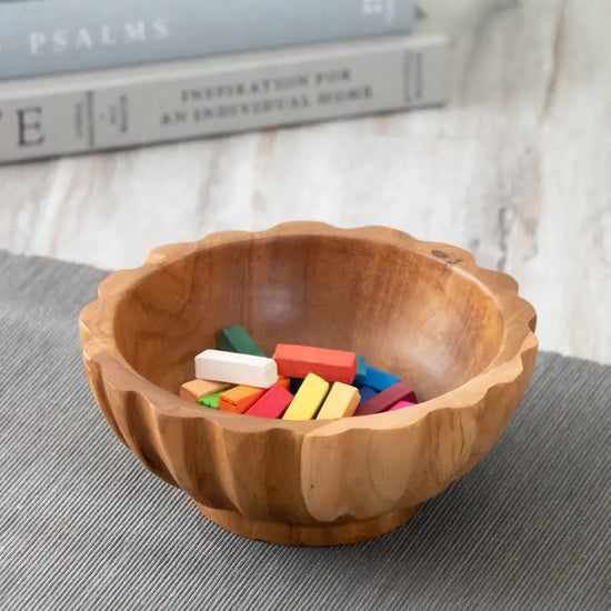 Scalloped Teakwood Catch-All Small Bowl