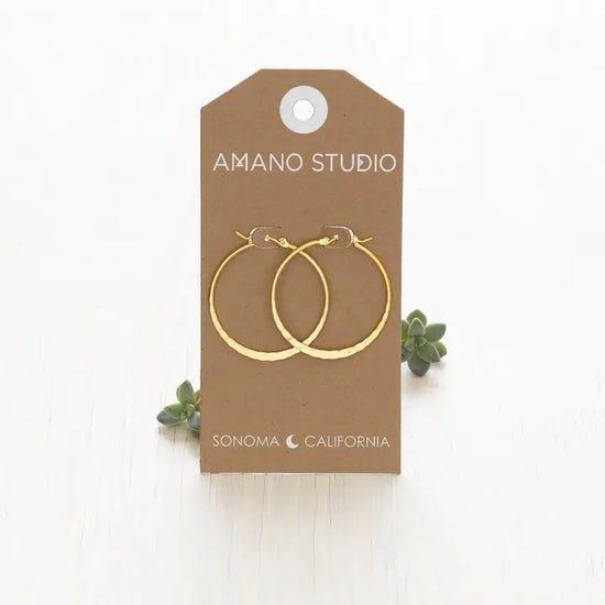 Gold Hammered Hoops