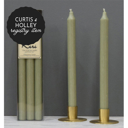 *REGISTRY ITEM: 12" Moss Green Kiri Taper Candle 6pk*
