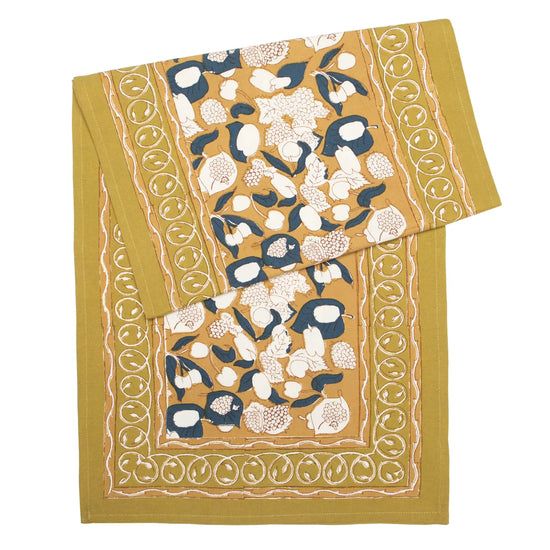 Forest Harvest Mustard & Blue Table Runner